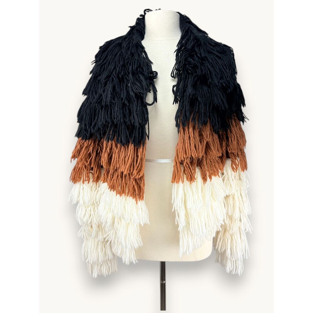 Chrissy Teigen x Revolve Shaggy Fringe Coat Cardigan Western Boho XS